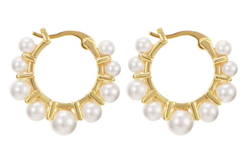 RONLLNA Pearl Hoop Earrings for Women Fashion Dangle Hypoallergenic Layer Earrings Drop Dangle Earrings Gifts for Women - Image 1